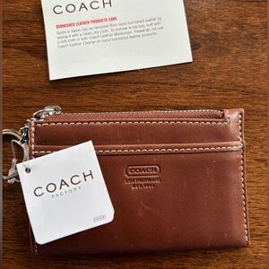 Coach Tan Leather Keychain Wallet